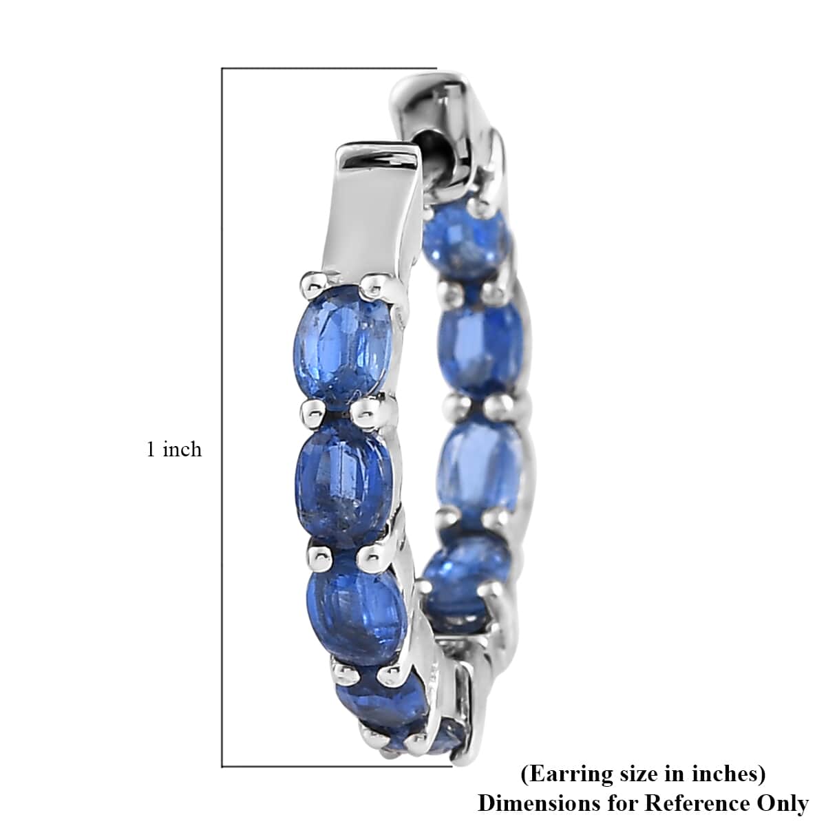 Kashmir Kyanite Hoop Earrings in Platinum Over Sterling Silver 3.60 ctw image number 4