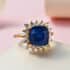 Premium Kashmir Kyanite and Moissanite Halo Ring in Vermeil Yellow Gold Over Sterling Silver (Size 6.0) 4.50 ctw image number 1
