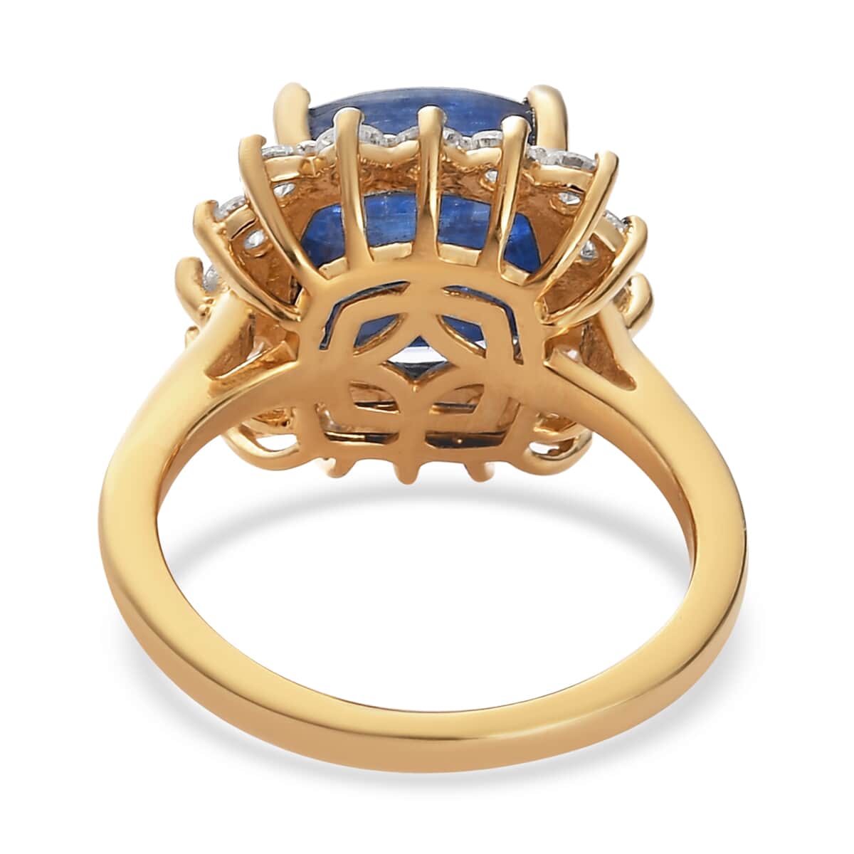Premium Kashmir Kyanite and Moissanite Halo Ring in Vermeil Yellow Gold Over Sterling Silver (Size 6.0) 4.50 ctw image number 4