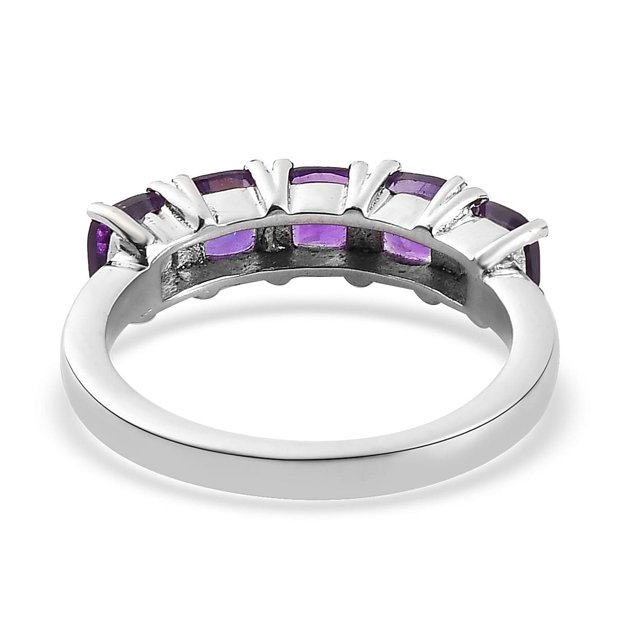 African Amethyst 5 Stone Ring in Stainless Steel 1.40 ctw image number 6