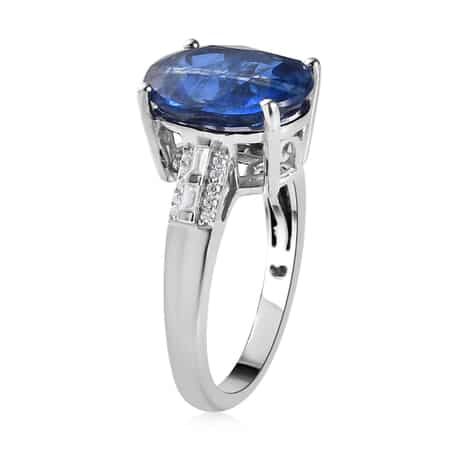 Kashmir Kyanite and Moissanite Ring in Platinum Over Sterling Silver (Size 10.0) 6.65 ctw image number 3