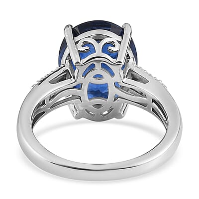 Kashmir Kyanite and Moissanite Ring in Platinum Over Sterling Silver (Size 10.0) 6.65 ctw
