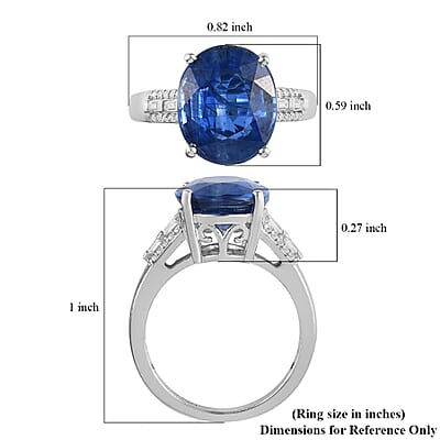 Kashmir Kyanite and Moissanite Ring in Platinum Over Sterling Silver (Size 10.0) 6.65 ctw