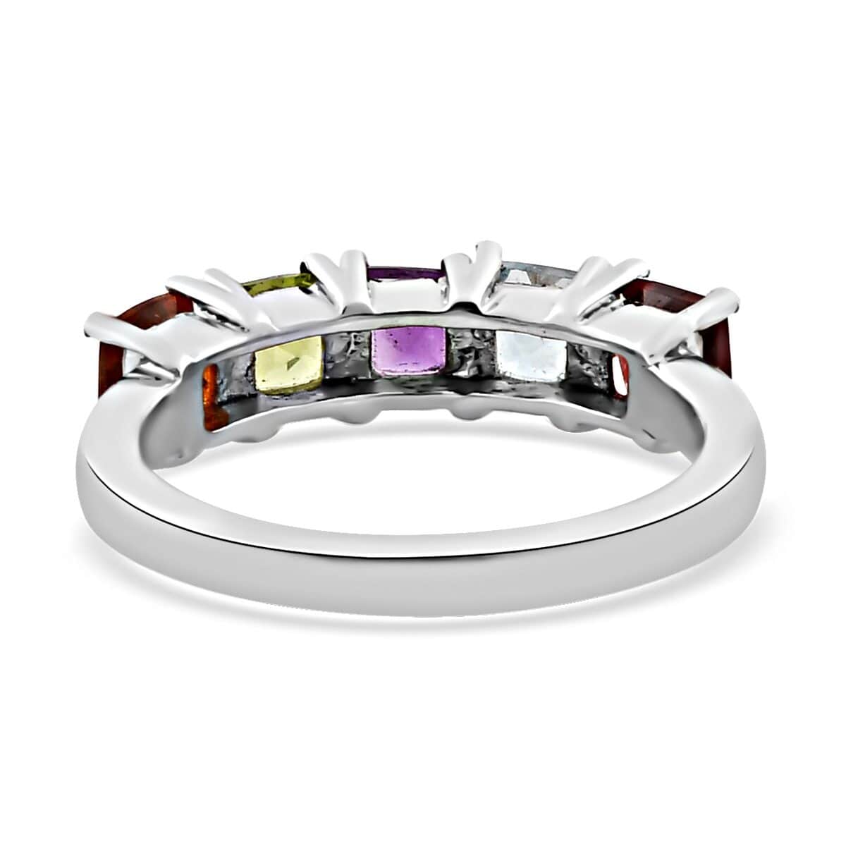 Amethyst and Multi Gemstone 5 Stone Ring in Stainless Steel 1.50 ctw image number 6
