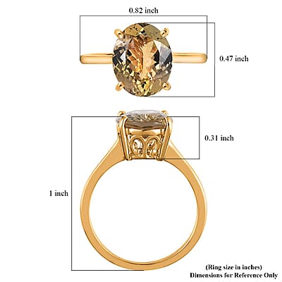 Iliana 18K Yellow Gold AAA Golden Tanzanite Solitaire Ring (Size 6.0) 3 Grams 4.25 ctw