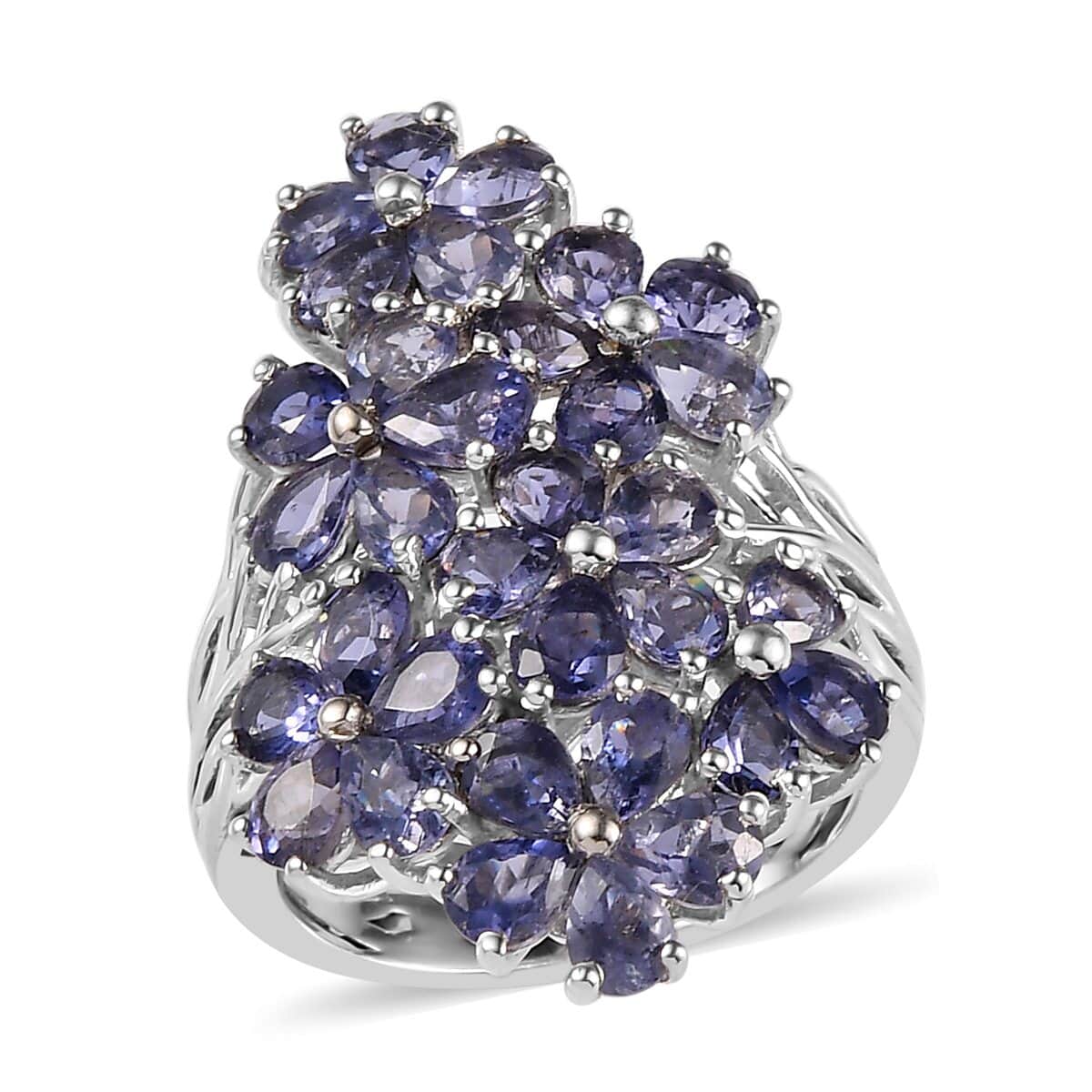 Catalina Iolite Floral Ring in Platinum Over Sterling Silver (Size 7.0) 4.00 ctw image number 0