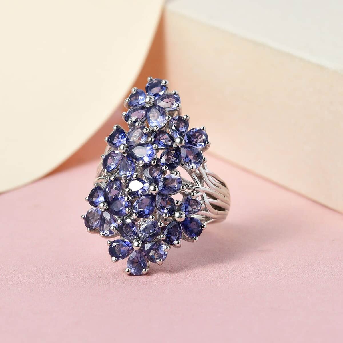 Catalina Iolite Floral Ring in Platinum Over Sterling Silver (Size 7.0) 4.00 ctw image number 1