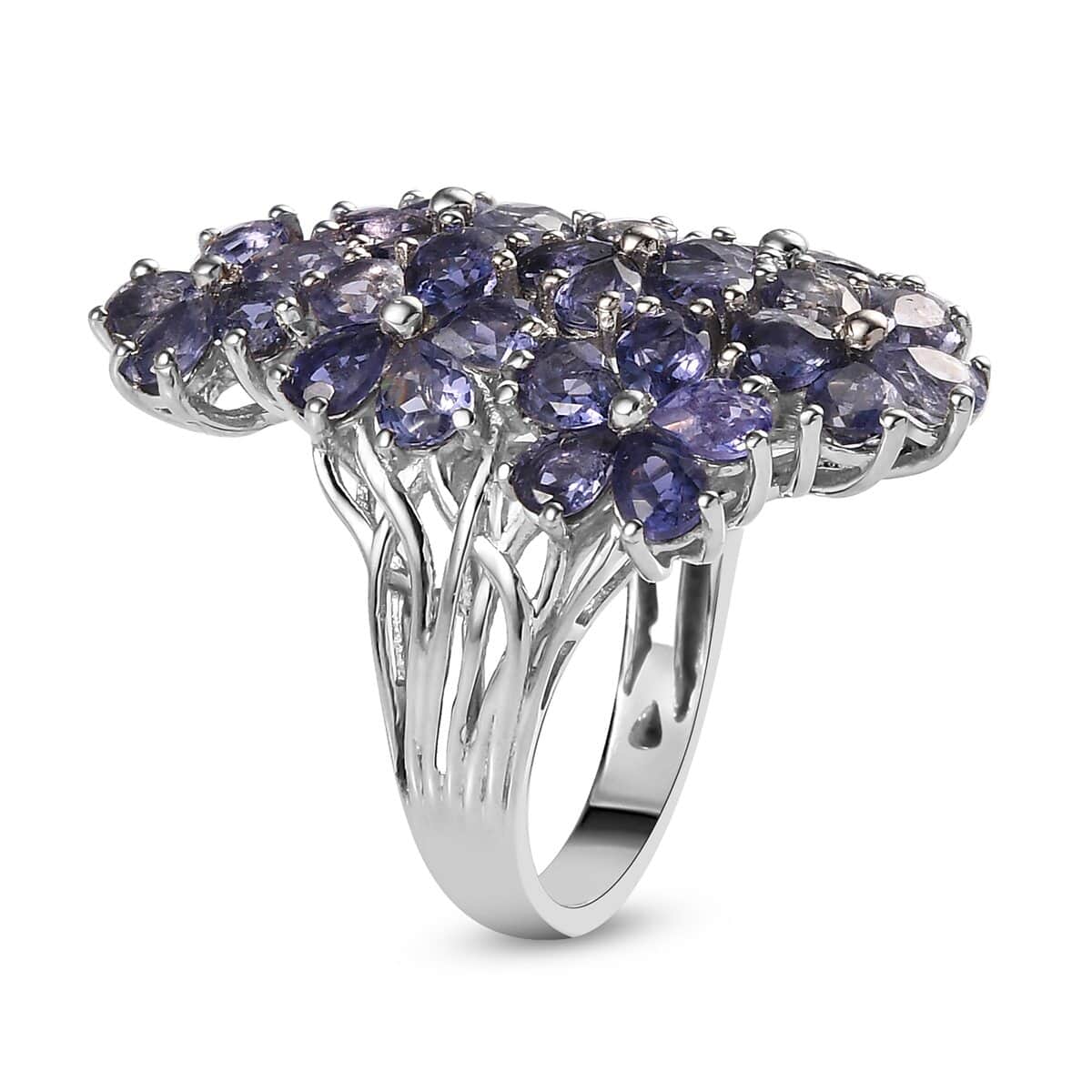 Catalina Iolite Floral Ring in Platinum Over Sterling Silver (Size 7.0) 4.00 ctw image number 3