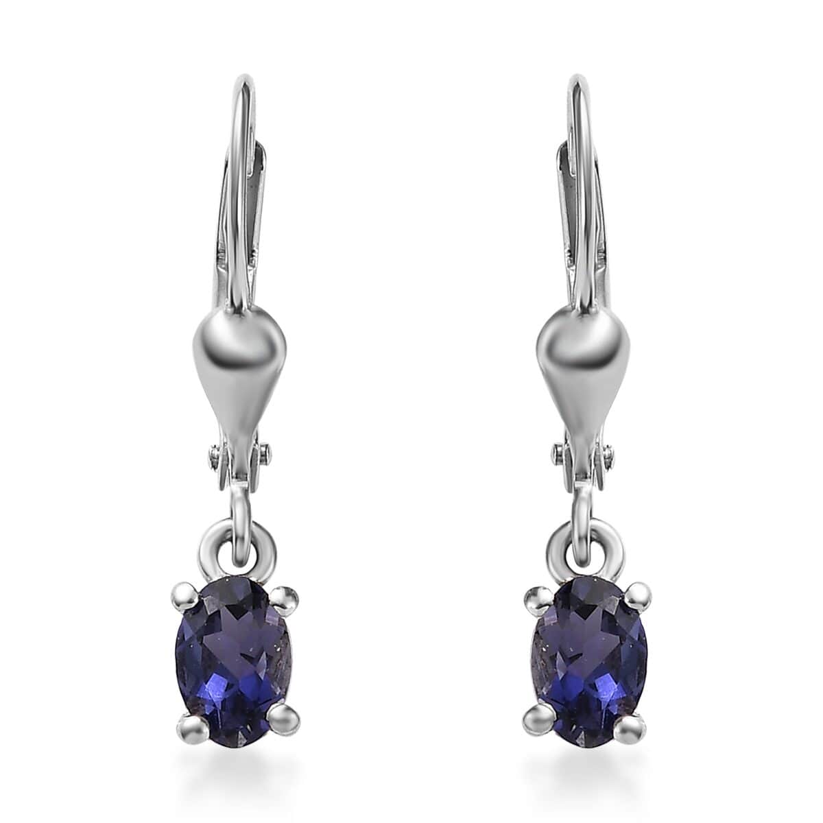Catalina Iolite Lever Back Earrings in Platinum Over Sterling Silver 0.75 ctw image number 0