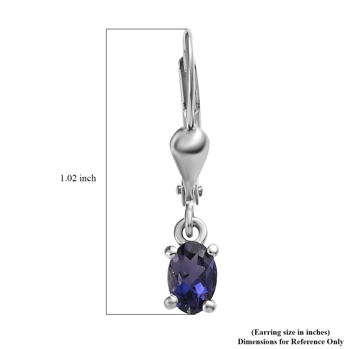 Catalina Iolite Lever Back Earrings in Platinum Over Sterling Silver 0.75 ctw image number 4