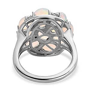 Ethiopian Welo Opal and White Zircond 3.43ctw Ring in Platinum Over Sterling Silver (Size 10.0)