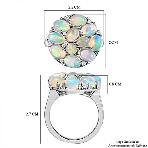 Ethiopian Welo Opal and White Zircond 3.43ctw Ring in Platinum Over Sterling Silver (Size 10.0)