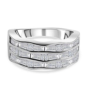 Simulated Diamond 5.40 ctw Ring in Platinum Over Sterling Silver (Size 9)