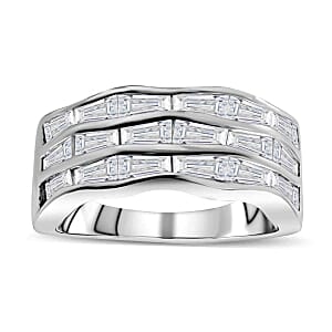 Simulated Diamond 5.40 ctw Ring in Platinum Over Sterling Silver (Size 9)