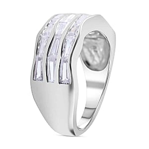 Simulated Diamond 5.40 ctw Ring in Platinum Over Sterling Silver (Size 9)