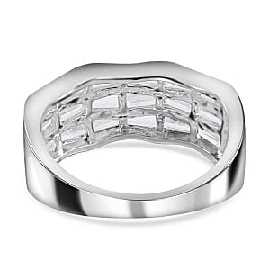 Simulated Diamond 5.40 ctw Ring in Platinum Over Sterling Silver (Size 9)