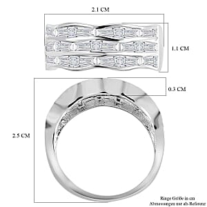 Simulated Diamond 5.40 ctw Ring in Platinum Over Sterling Silver (Size 9)