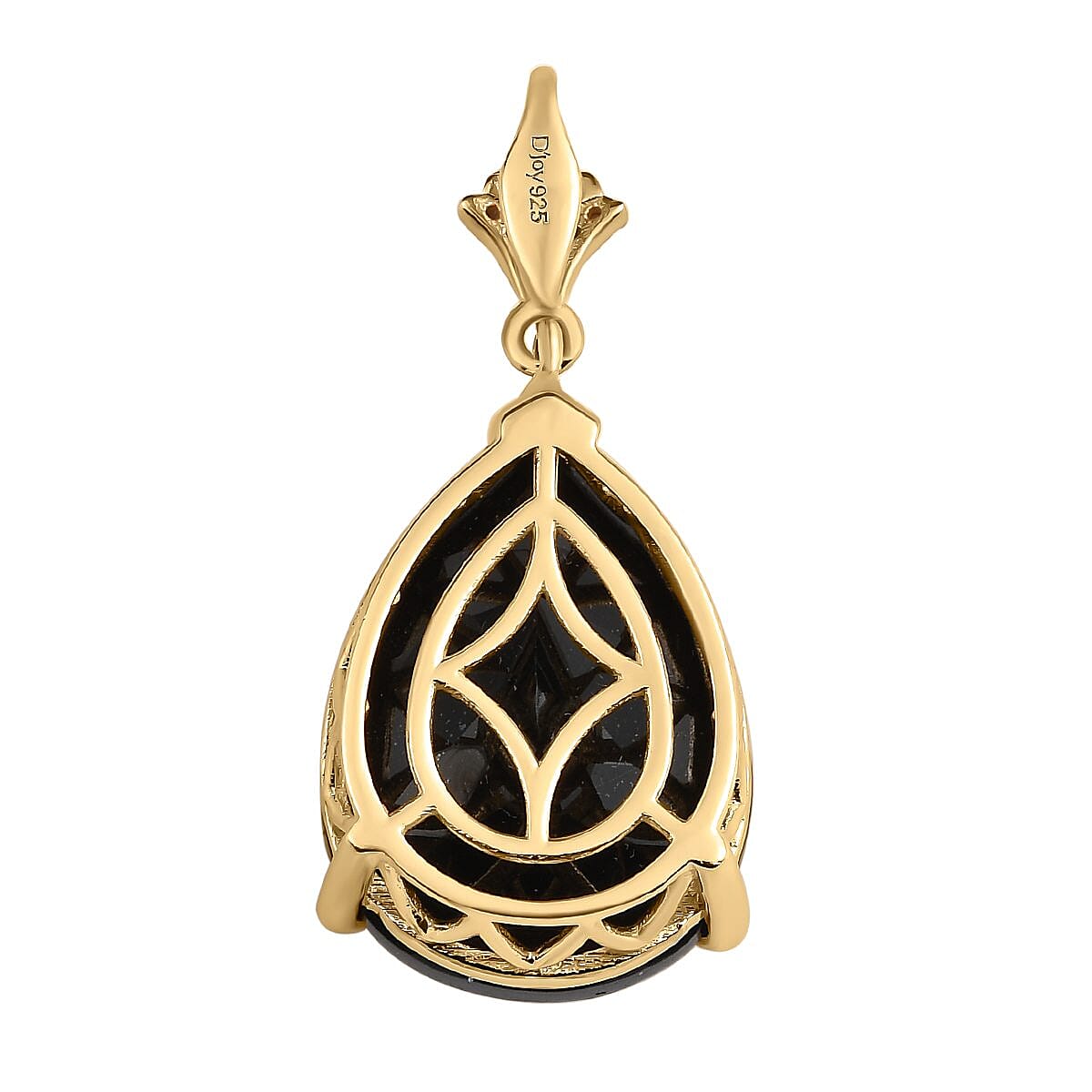 Black Tourmaline and White Zircon 16.63 ctw Pendant in 14K YG Over Sterling Silver