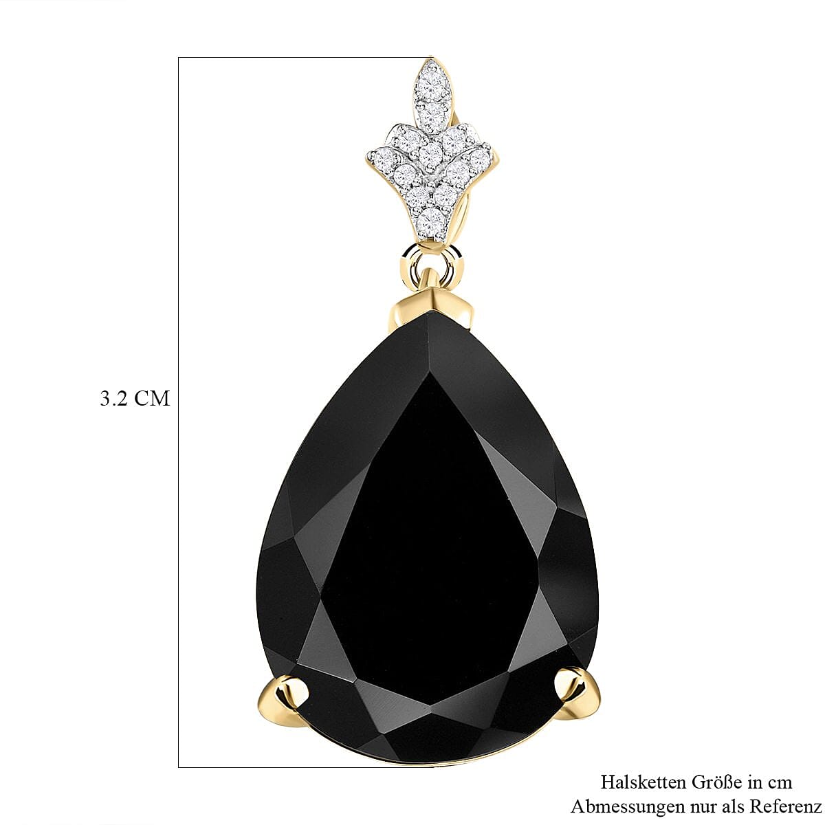 Black Tourmaline and White Zircon 16.63 ctw Pendant in 14K YG Over Sterling Silver