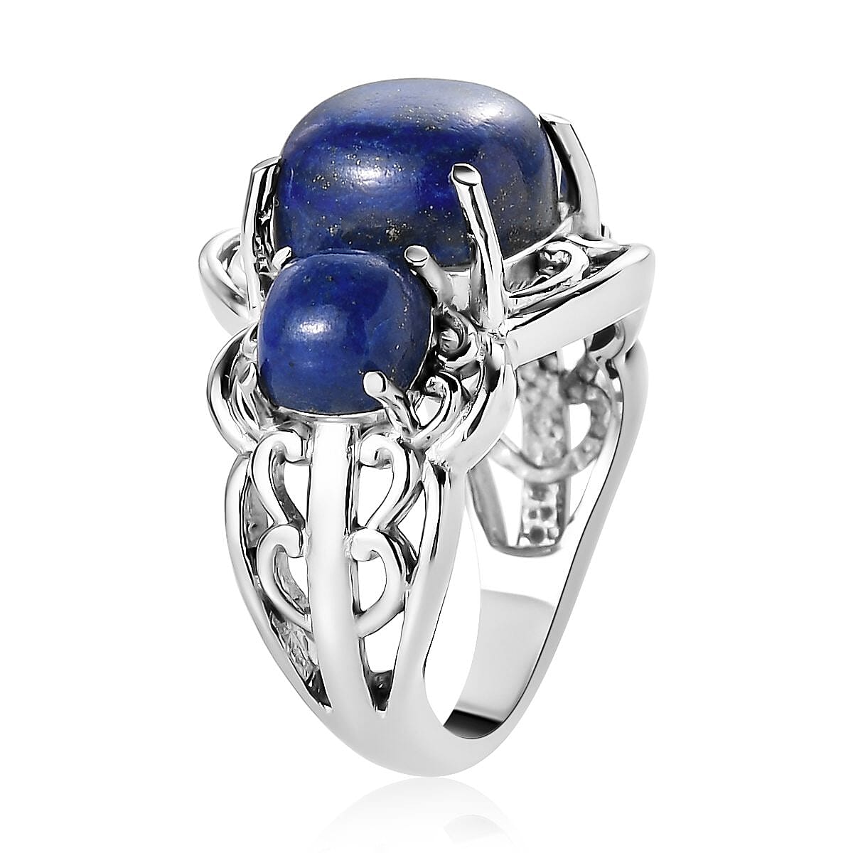 Lapis Lazuli 3 Stone Ring in Stainless Steel 8.30 ctw image number 5