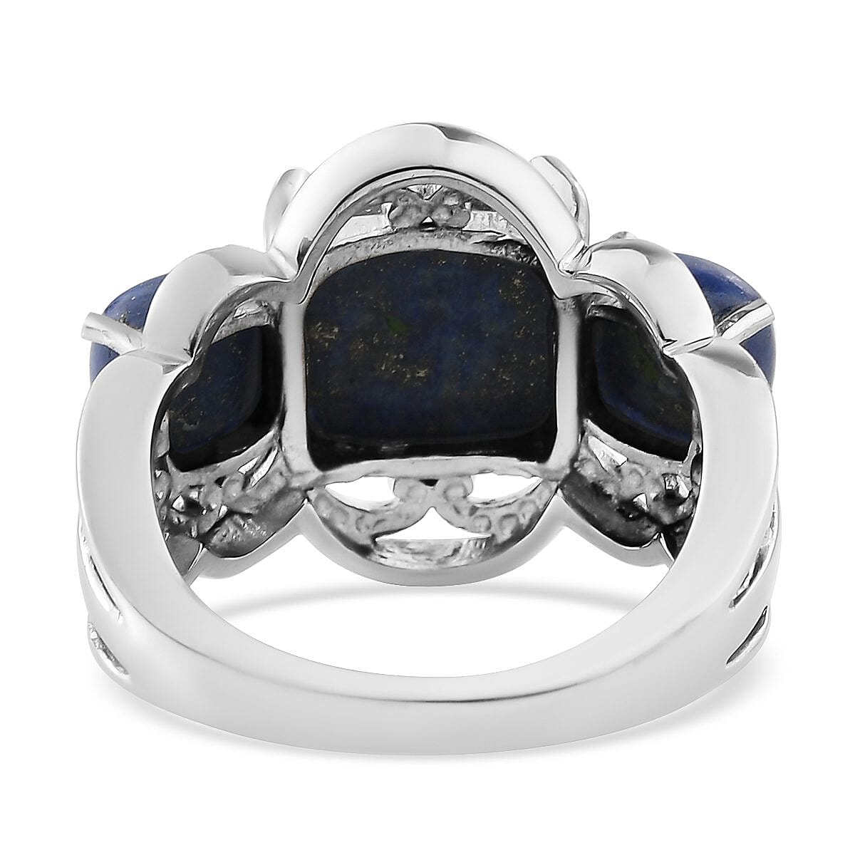 Lapis Lazuli 3 Stone Ring in Stainless Steel 8.30 ctw image number 6