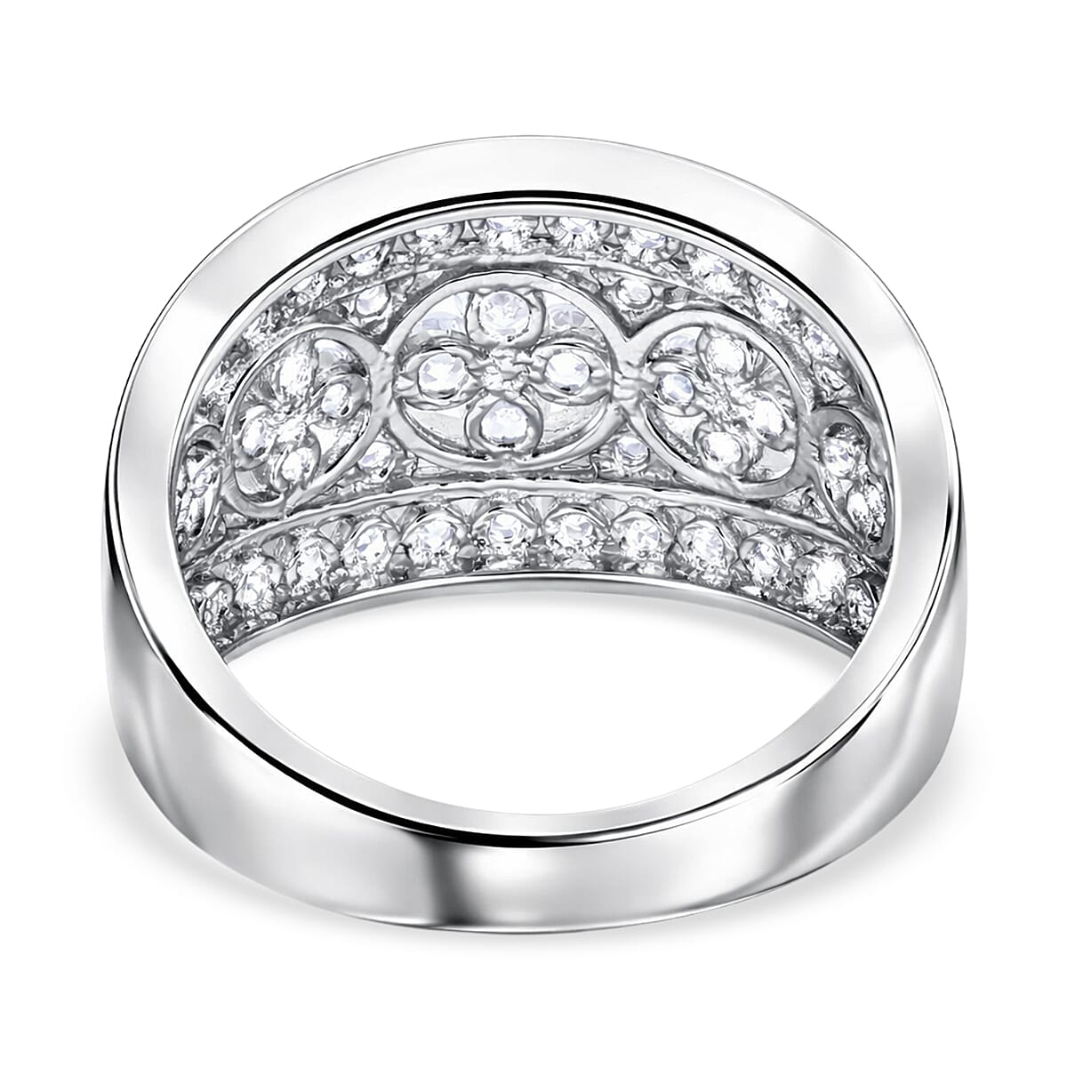 Simulated Diamond 3.10 ctw Ring in Platinum Over Sterling Silver (Size 6.5)