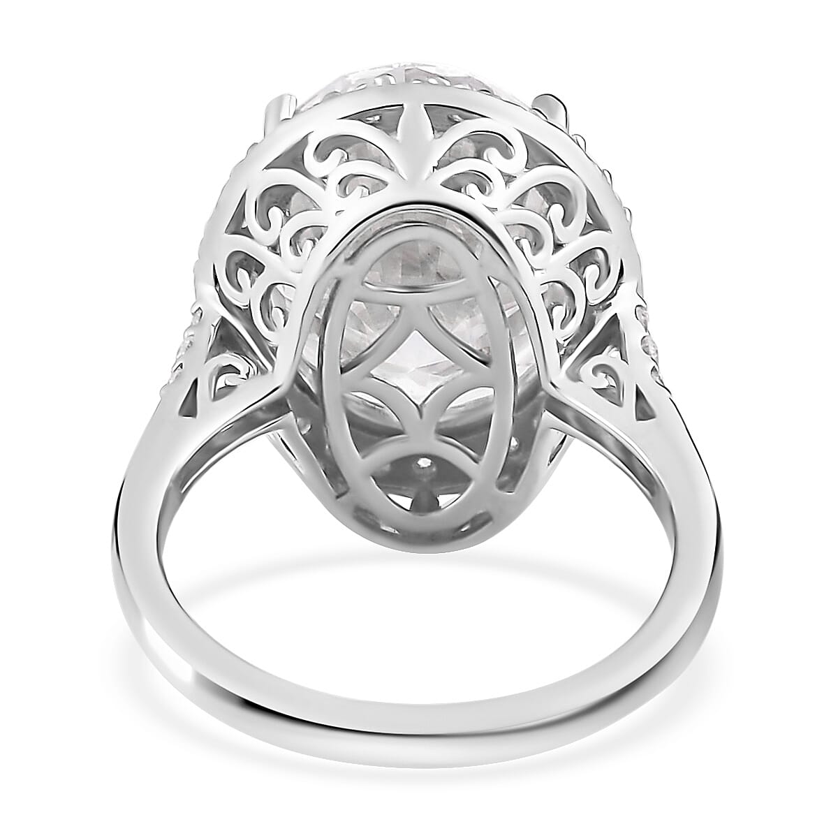Moissanite Halo Ring in Platinum Over Sterling Silver (Size 7.0) 10.75 ctw image number 4