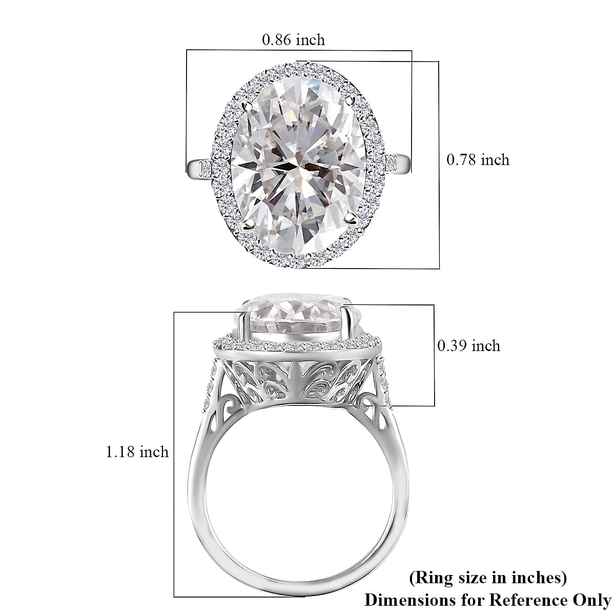 Moissanite Halo Ring in Platinum Over Sterling Silver (Size 7.0) 10.75 ctw image number 5