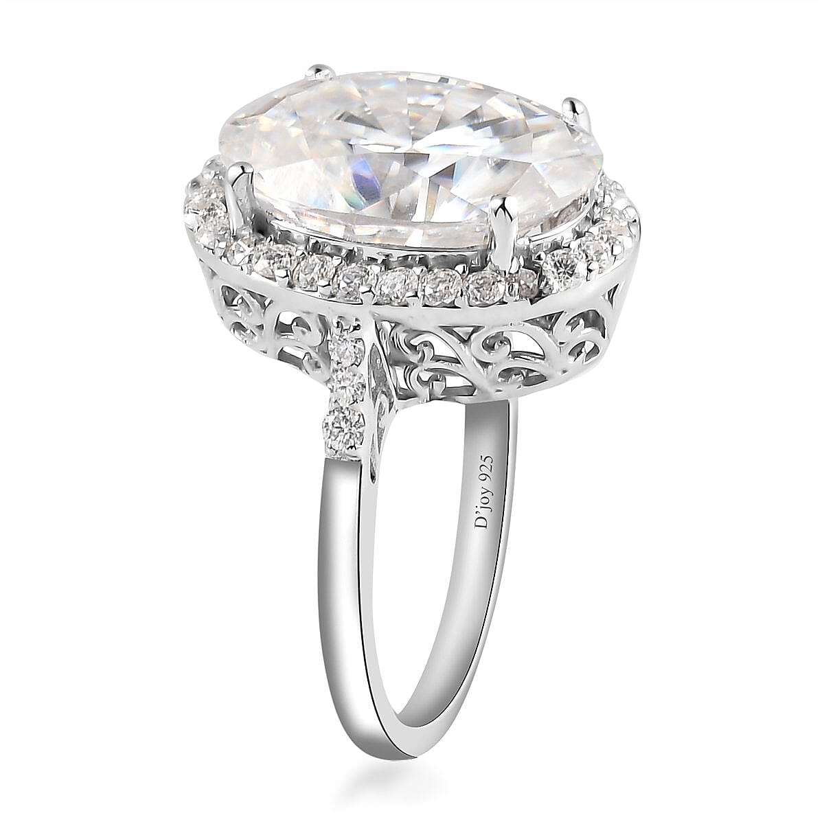 Moissanite Halo Ring in Platinum Over Sterling Silver (Size 8.0) 10.75 ctw image number 3
