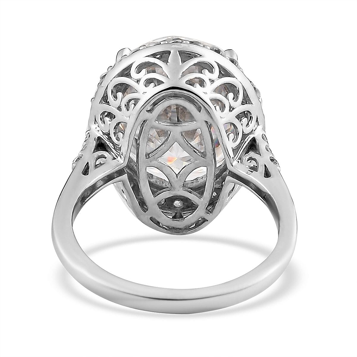 Moissanite Halo Ring in Platinum Over Sterling Silver (Size 8.0) 10.75 ctw image number 4