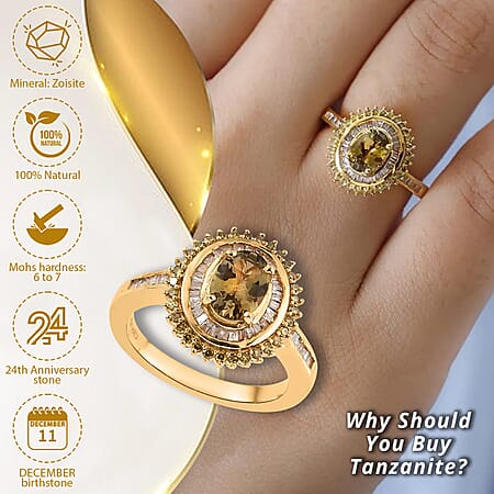 Natural Golden Tanzanite & Yellow Diamond / 10 - Product card gallery slide 3 (10176925827385)