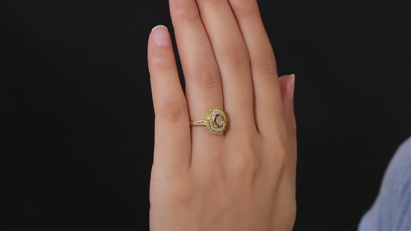 Natural Golden Tanzanite, Yellow and White Diamond Ring in Vermeil YG Over Sterling Silver 1.20 ctw
