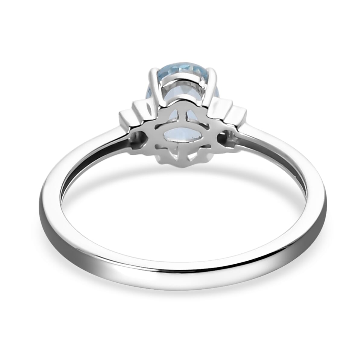 LUXORO 10K White Gold Premium Santa Maria Aquamarin and G-H I3 Diamond Ring 0.80 ctw image number 4