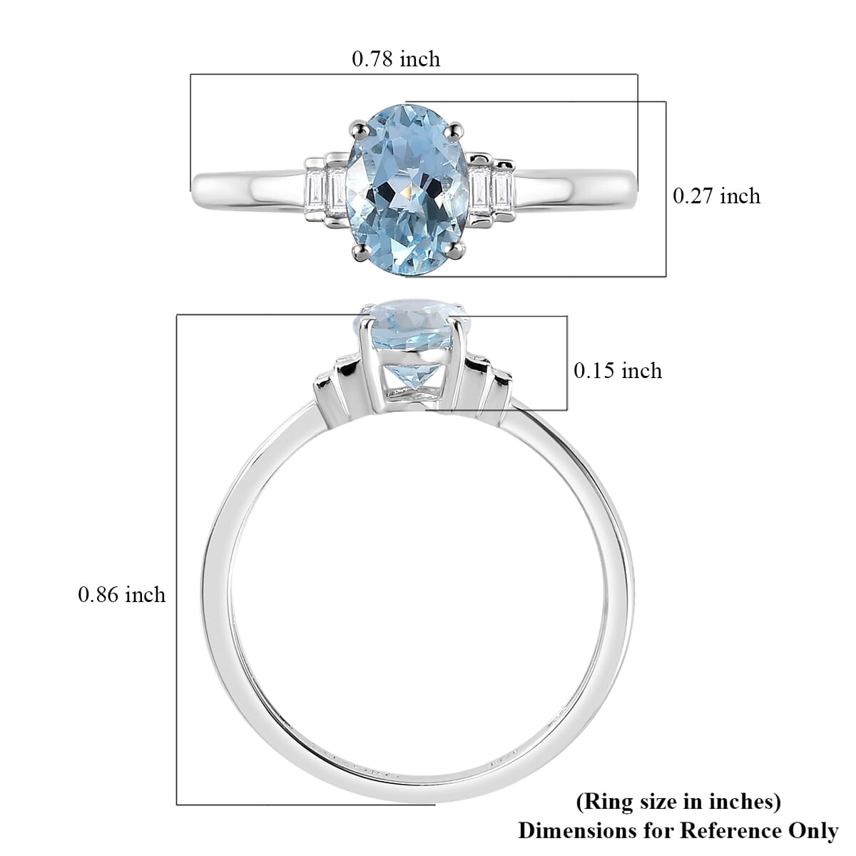 LUXORO 10K White Gold Premium Santa Maria Aquamarin and G-H I3 Diamond Ring 0.80 ctw image number 5