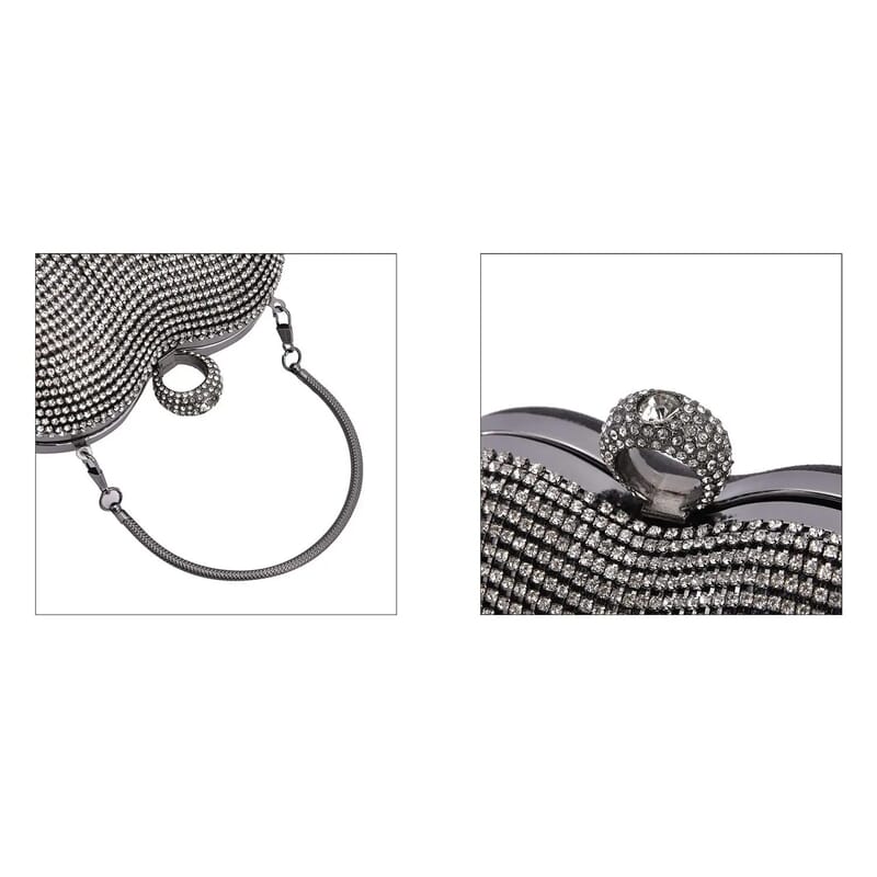 Black Heart Shape Tassel Clutch Bag for Women with Handle and Removable Chain Strap , Women Purse , Designer Bags , Ladies Purse , Handbags for Women