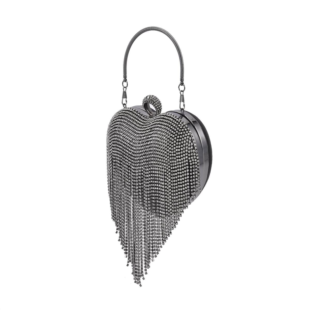 Black Heart Shape Tassel Clutch Bag for Women with Handle and Removable Chain Strap , Women Purse , Designer Bags , Ladies Purse , Handbags for Women image number 7