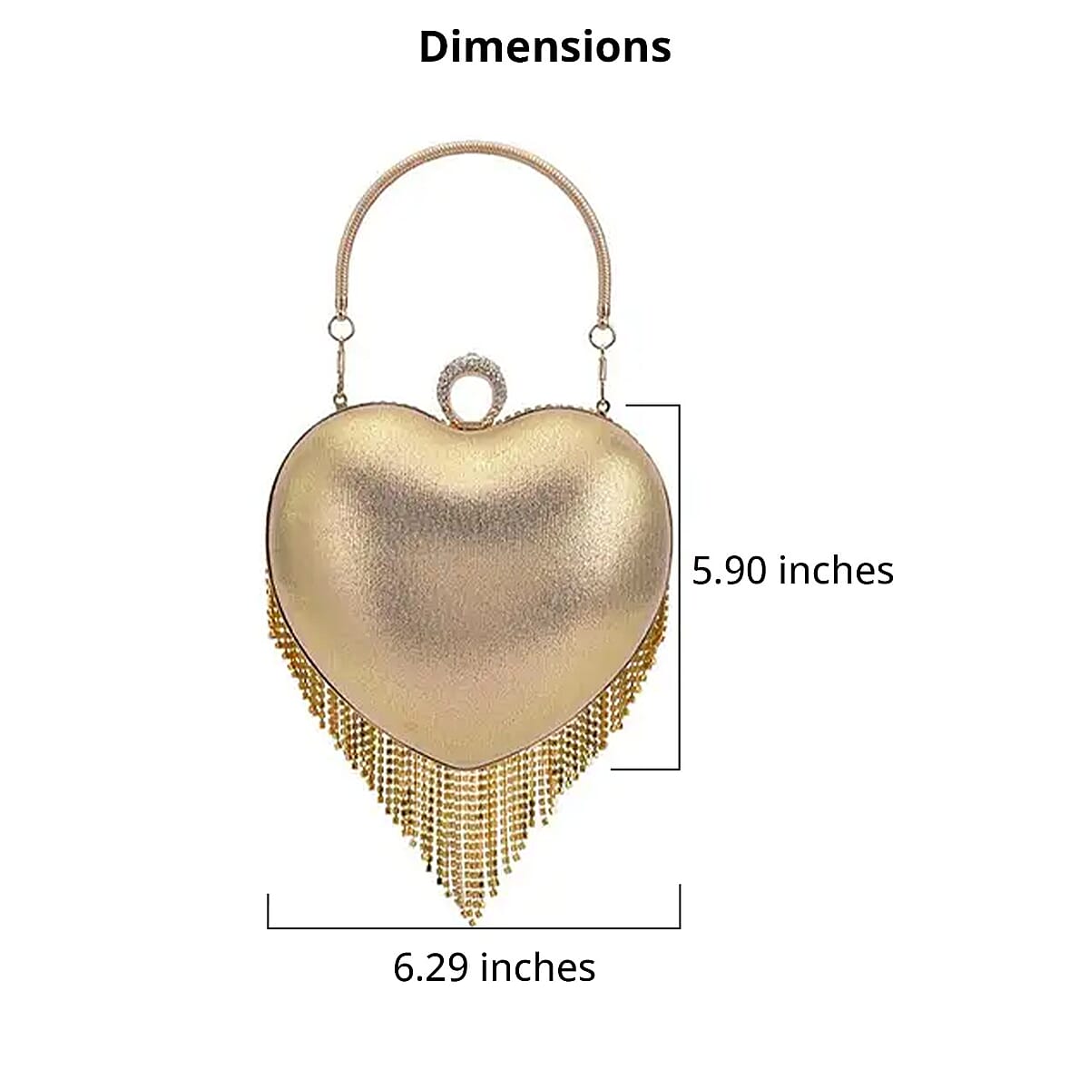 Gold Heart Shape Tassel Clutch Bag for Women with Handle and Removable Chain Strap , Women Purse , Designer Bags , Ladies Purse , Handbags for Women image number 5