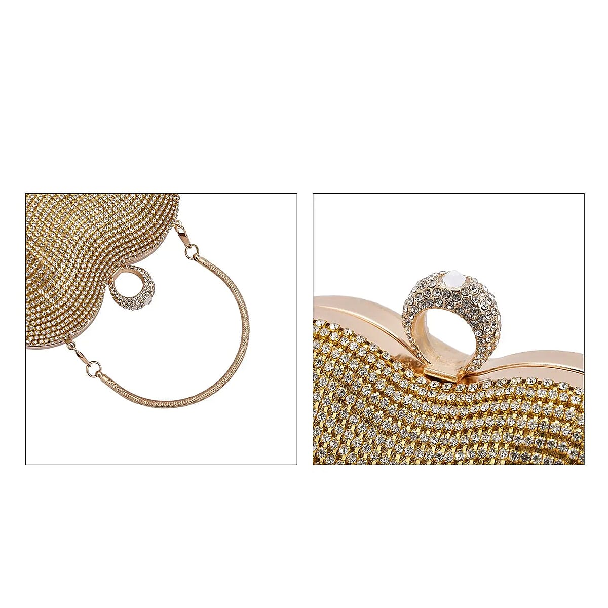 Gold Heart Shape Tassel Clutch Bag for Women with Handle and Removable Chain Strap , Women Purse , Designer Bags , Ladies Purse , Handbags for Women image number 6