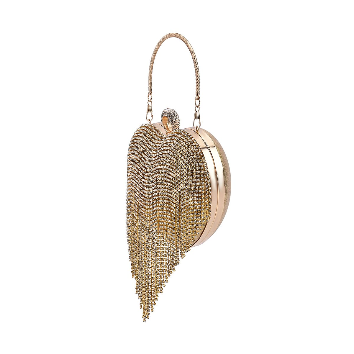 Gold Heart Shape Tassel Clutch Bag for Women with Handle and Removable Chain Strap , Women Purse , Designer Bags , Ladies Purse , Handbags for Women image number 7