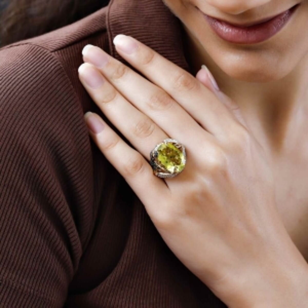 GP Ouro Verde-Quartz and Multi Gemstone 14.88 ctw Ring in Vermeil Yellow Gold Over Sterling Silver (Size 10) image number 2