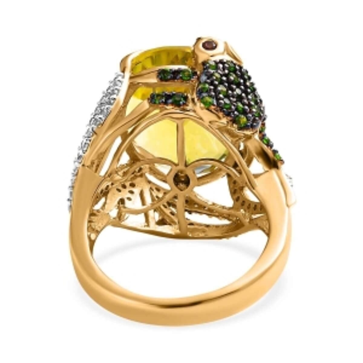 GP Ouro Verde-Quartz and Multi Gemstone 14.88 ctw Ring in Vermeil Yellow Gold Over Sterling Silver (Size 10) image number 5
