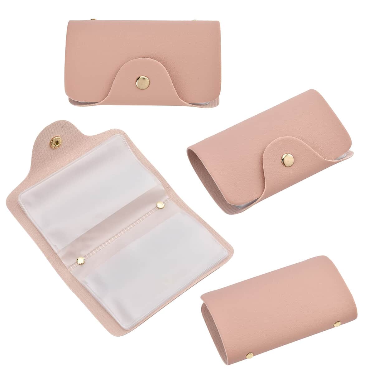 Set of 4 Pink Faux Leather Convertible Bag (9.84"x5.12"x9.84") with Crossbody Bag (9.06"x1.18"x5.91") Clutch Bag (7.87"x4.72") and Wallet (4.53"x2.76") image number 3