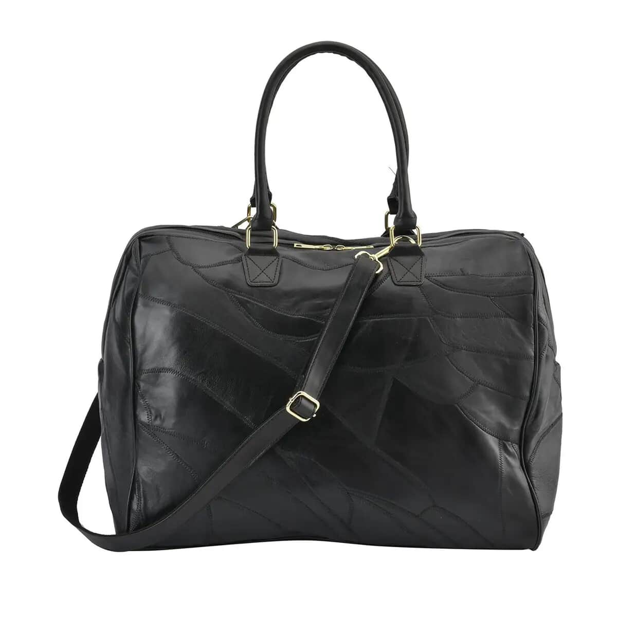 Black Sheepskin Leather Travel Bag with Handle Drop and Shoulder Strap, Best Crossbody Epic Travel Bag, Western Zipped Bags for Travel, Classic Shoulder Bag image number 0