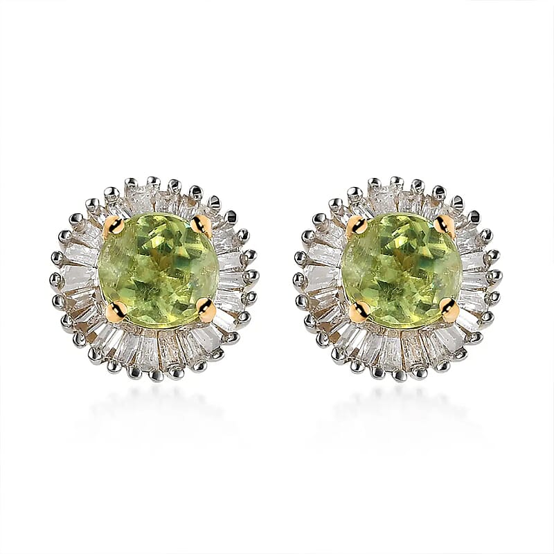 Luxoro 10K Yellow Gold AAA Sava Sphene and G-H I3 Diamond Earrings 1.85 ctw