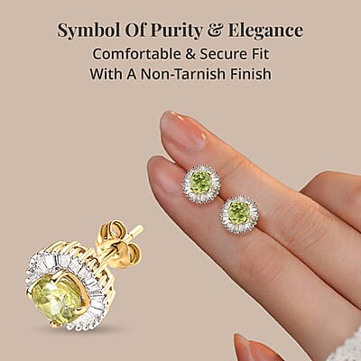 Luxoro 10K Yellow Gold AAA Sava Sphene and G-H I3 Diamond Earrings 1.85 ctw
