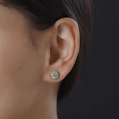 Luxoro 10K Yellow Gold AAA Sava Sphene and G-H I3 Diamond Earrings 1.85 ctw