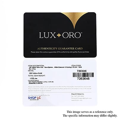 Luxoro 10K Yellow Gold AAA Sava Sphene and G-H I3 Diamond Earrings 1.85 ctw