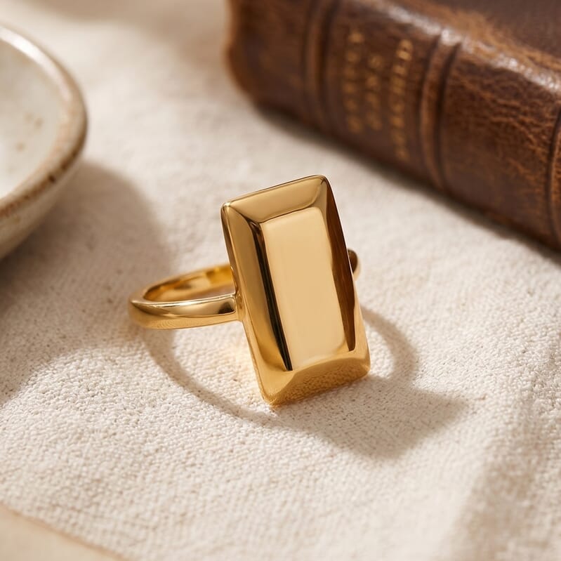 Luxoro Bar Ring in 18K Yellow Gold, Yellow Gold Ring, Gold Jewelry For Her 2.30 Grams (Size 9.0)