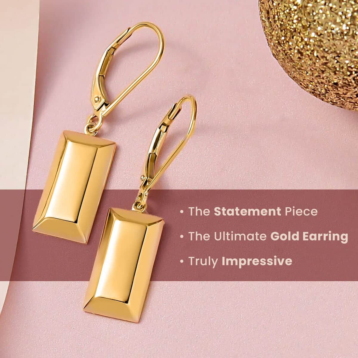 Iliana 18K Yellow Gold Bar Earrings| Gold Lever Back Earrings| Gold Jewelry For Her image number 1