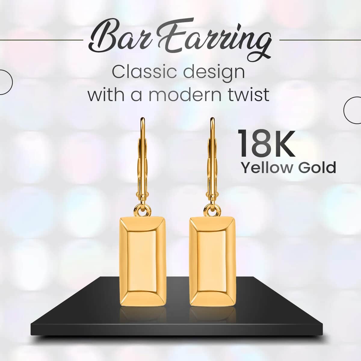 Iliana 18K Yellow Gold Bar Earrings| Gold Lever Back Earrings| Gold Jewelry For Her image number 2